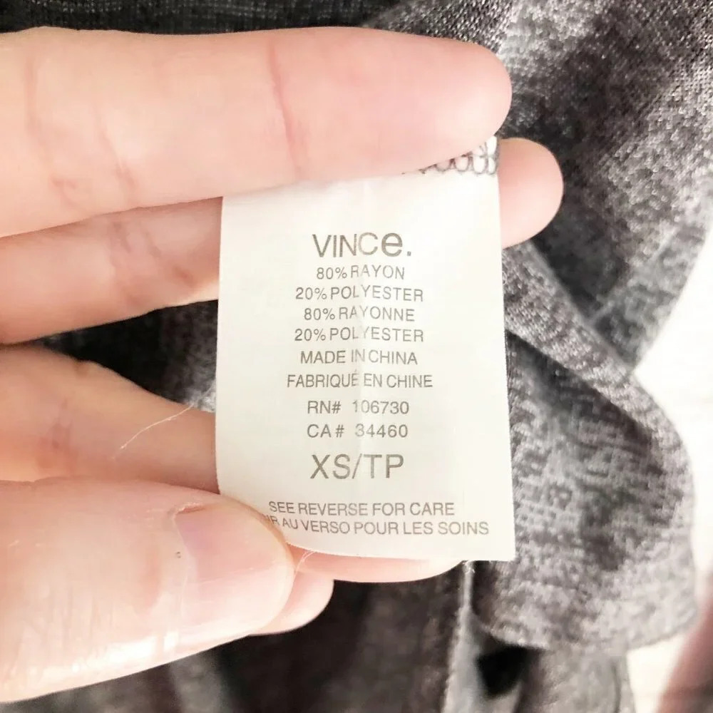 Vince Heathered Gray Long Sleeve Tee Shirt Women's Size Xs View 6
